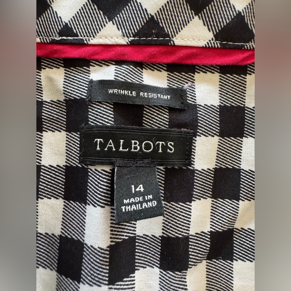 Talbots Black and White Button Down - Size 14 - Picture 3 of 4